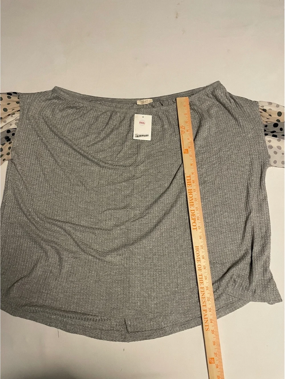 Oddi Off Shoulder Knit Top with Polka Dot Sleeves, Size XXXL